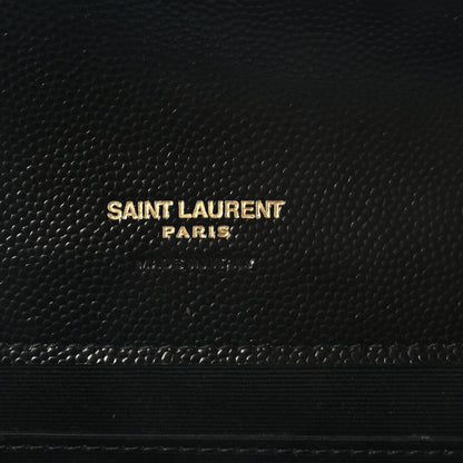 Saint Laurent Grain De Poudre Matelasse Chevron Monogram Envelope Clutch Black 7 of 8