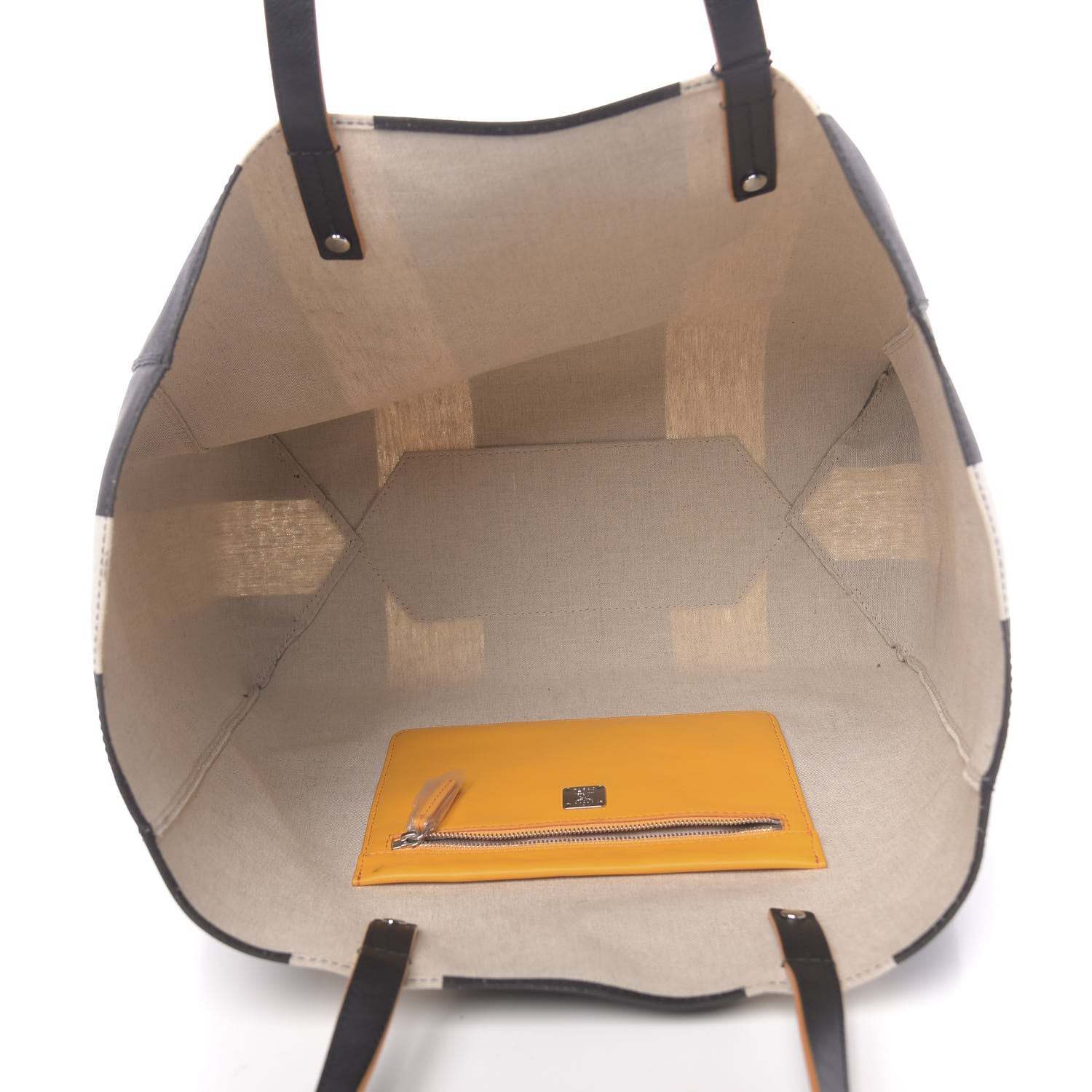 MCM Canvas Stripe Shopper Tote Black White 5 of 11