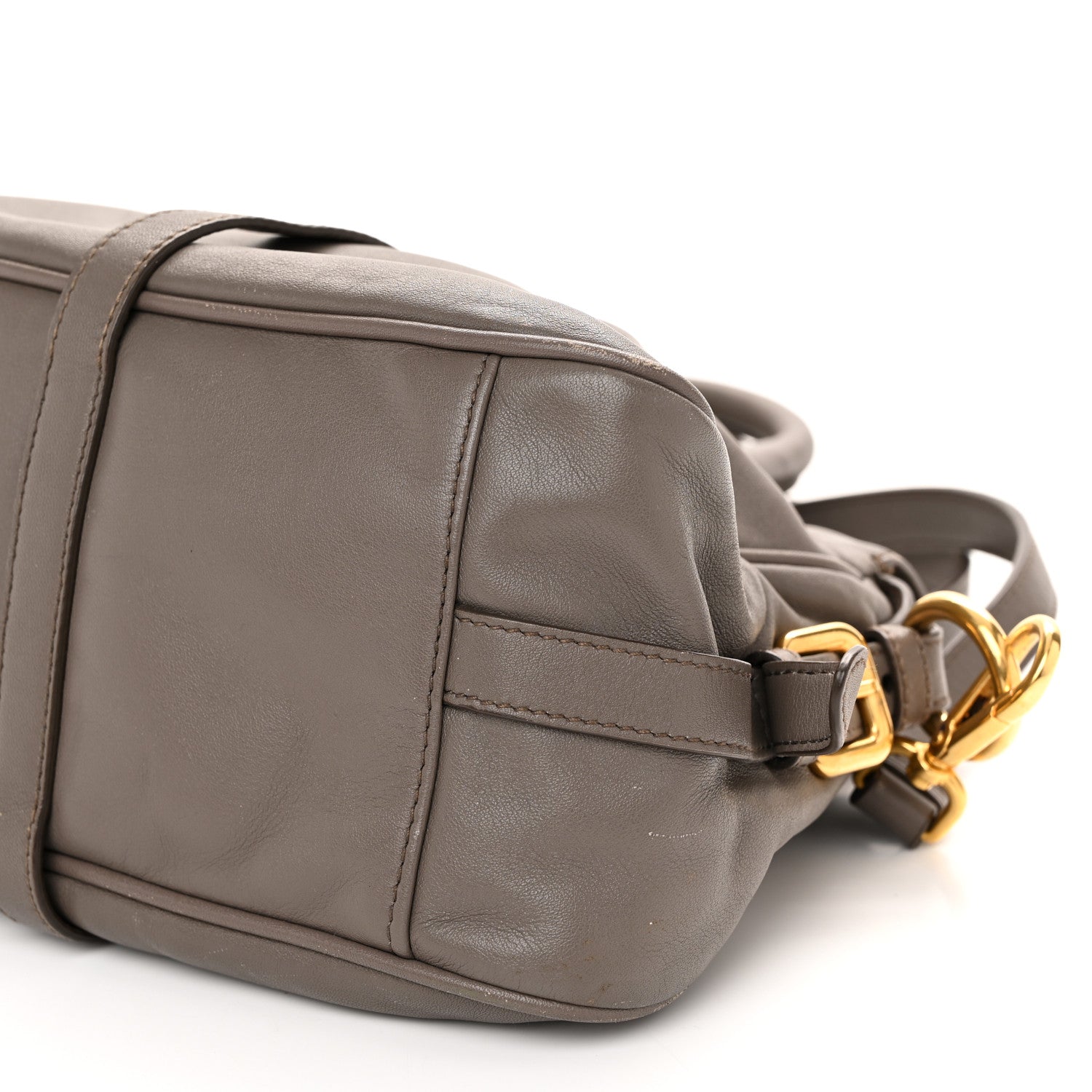 Prada Soft Calf Shopping Satchel Bag Bambu 11 of 14