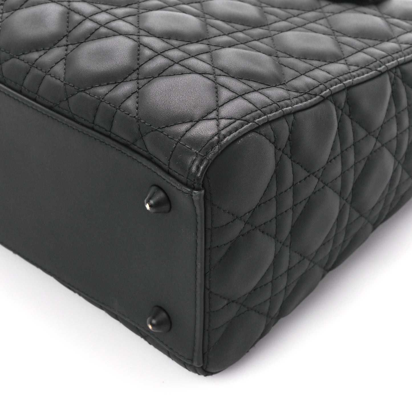 Ultra Matte Calfskin Cannage Large Lady Dior Black