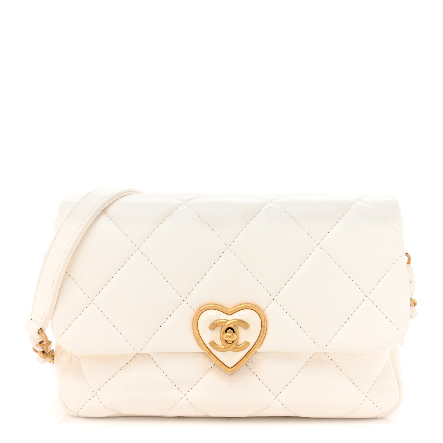 Chanel Lambskin Plexiglass Quilted Coco Love Flap White 1 of 12