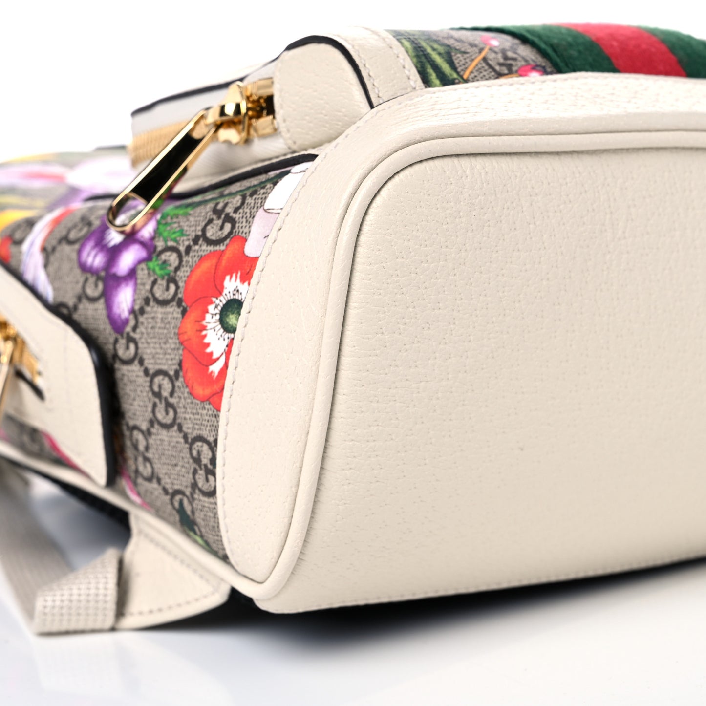 GG Supreme Monogram Flora Web Small Ophidia Day Backpack White
