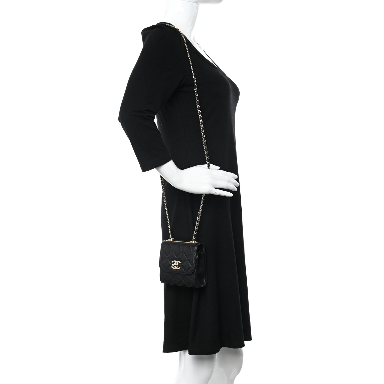 Chanel Lambskin Quilted Mini Trendy CC Clutch With Chain Black 2 of 10