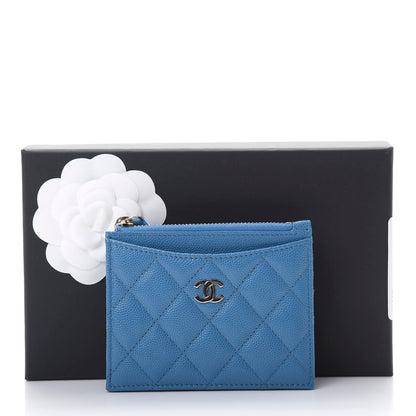 Chanel Caviar Quilted CC Zip Card Holder Blue 8 of 8