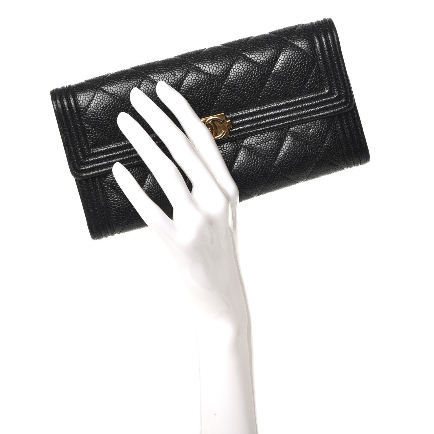 Chanel Caviar Quilted Boy Flap Wallet Black 2 of 12