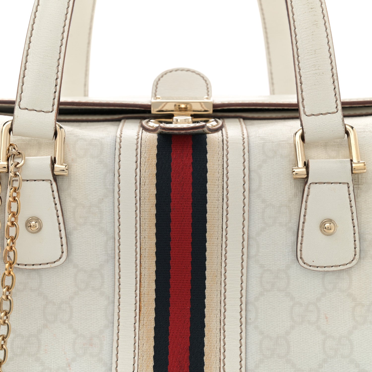 Gucci Monogram Web Treasure Boston Tote Ivory 8 of 15