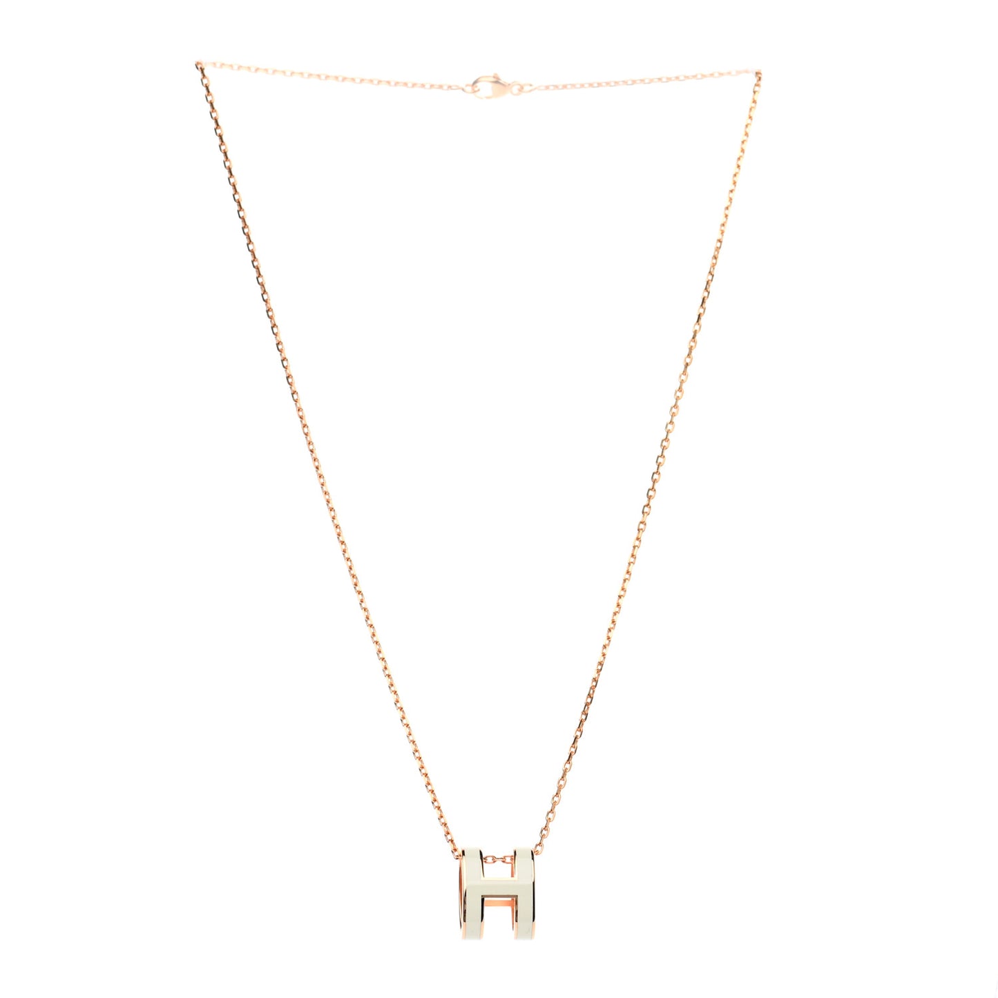 Lacquered Rose Gold Pop H Pendant Necklace White