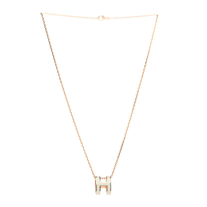 Hermes Lacquered Rose Gold Pop H Pendant Necklace White 3 of 7
