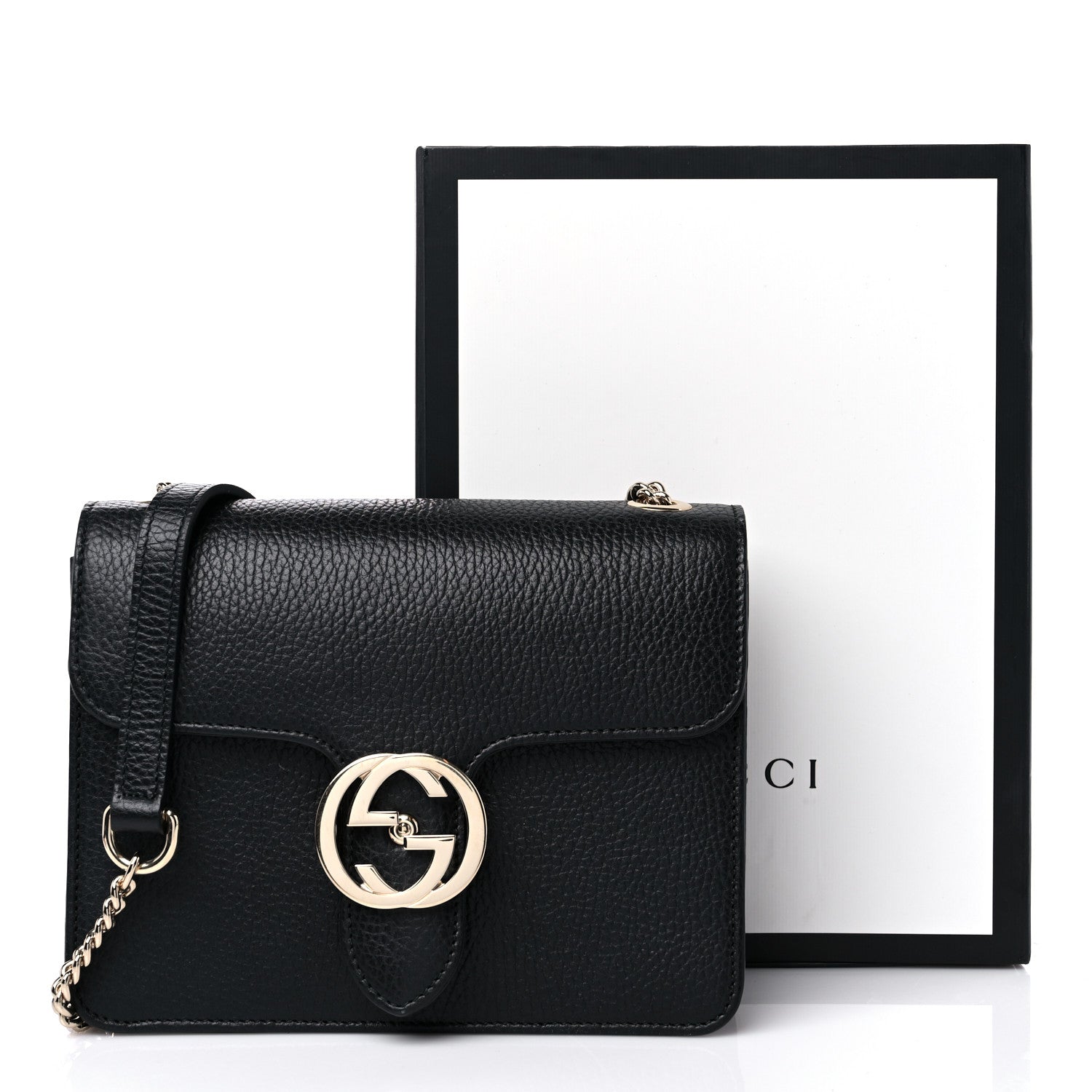 Gucci Dollar Calfskin Small Interlocking G Shoulder Bag Black 11 of 11