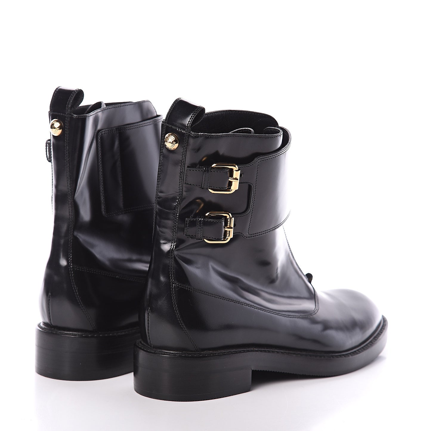 Glazed Calfskin Boots 36.5 Black