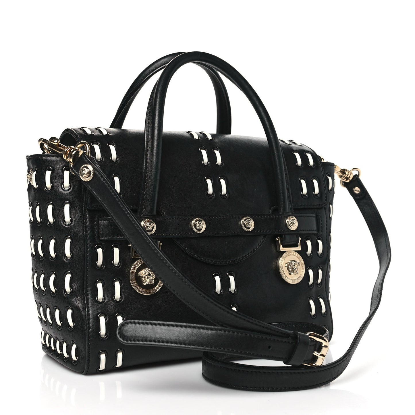 Vitello Calfskin Signature Tote Black White