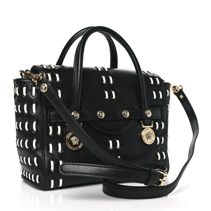 Versace Vitello Calfskin Signature Tote Black White 3 of 11