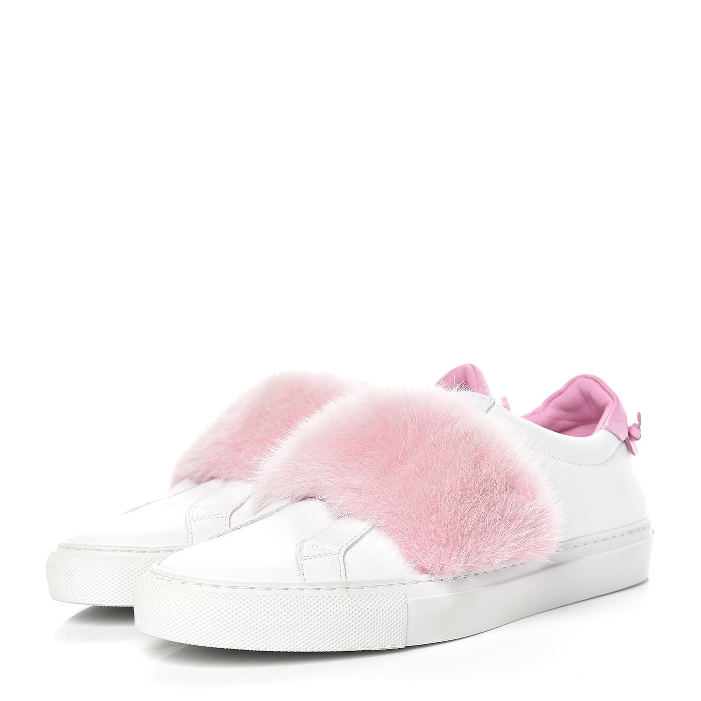Calfskin Mink Fur Womens Urban Street Sneakers 39 White Rose