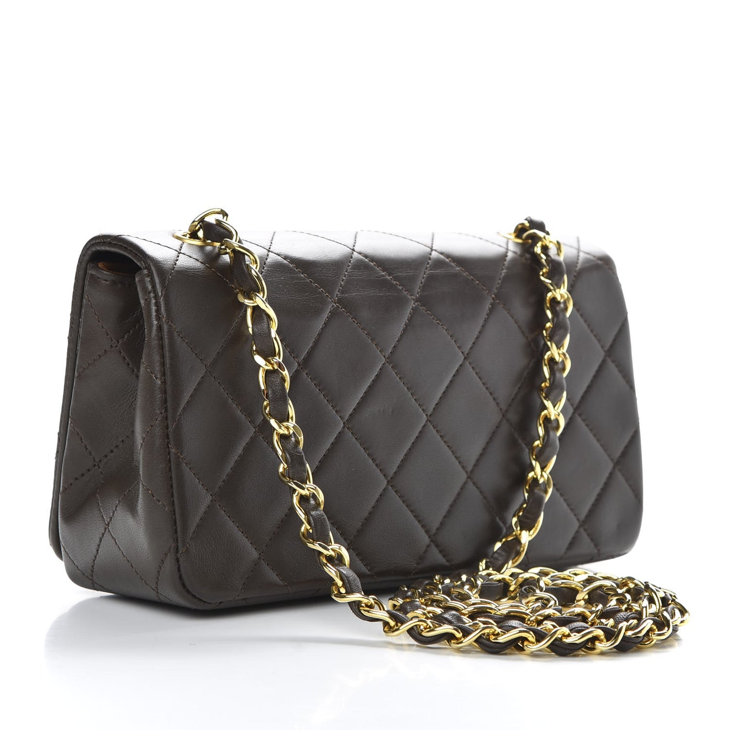 Lambskin Quilted Mini Flap Dark Brown