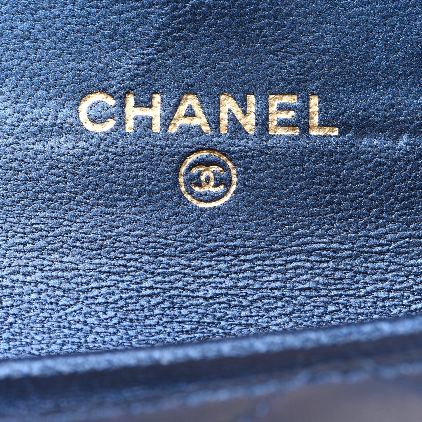 Metallic Lambskin Quilted Boy Flap Card Holder Blue