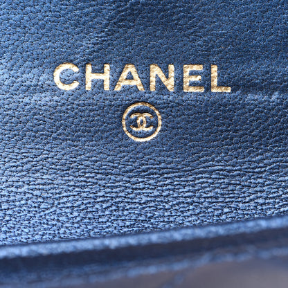 Chanel Metallic Lambskin Quilted Boy Flap Card Holder Blue 6 of 9