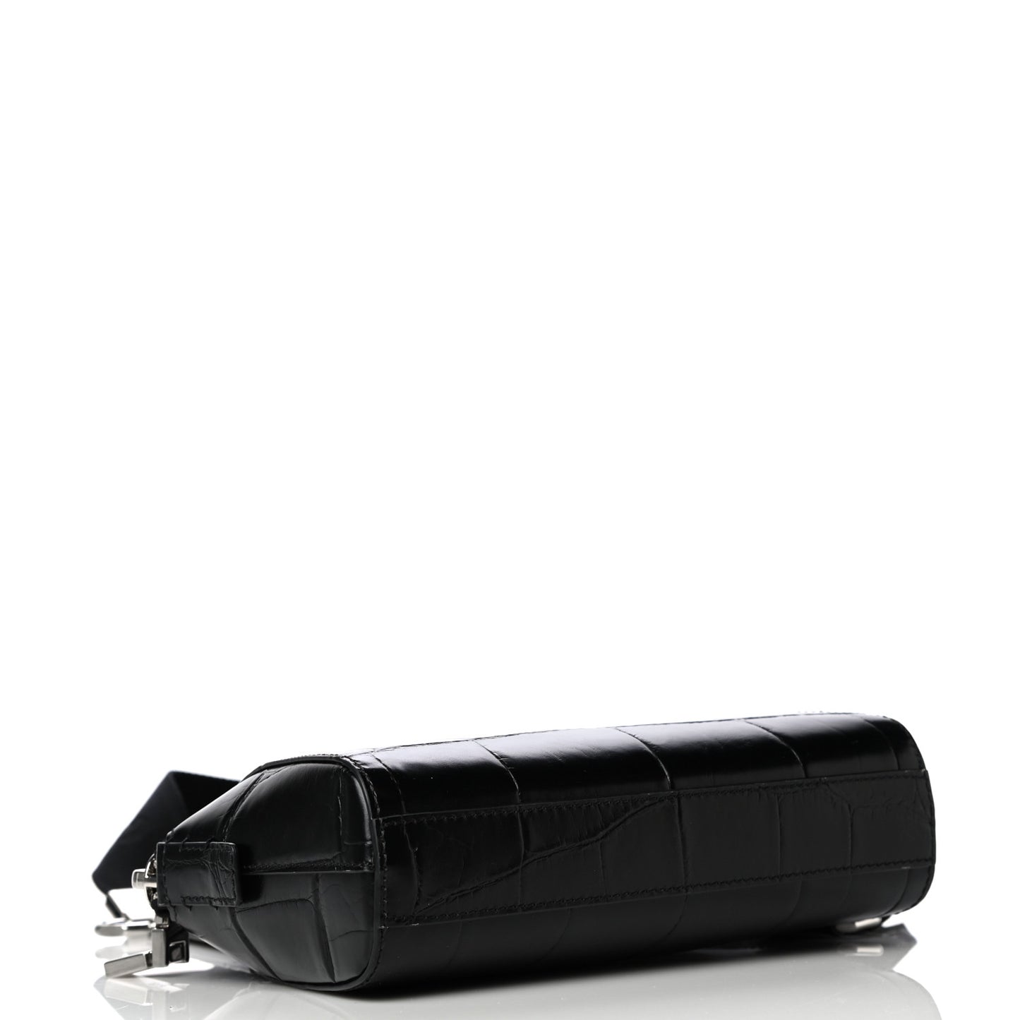 Calfskin Crocodile Embossed Antigona U Crossbody Bag Black