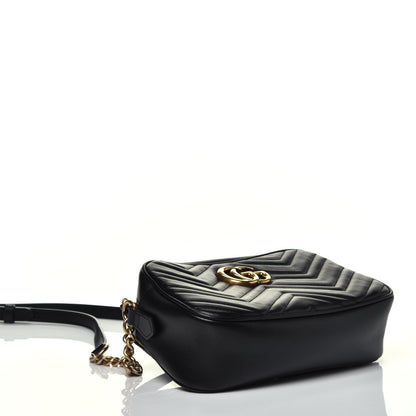Gucci Calfskin Matelasse Small GG Marmont Chain Shoulder Bag Black 4 of 9