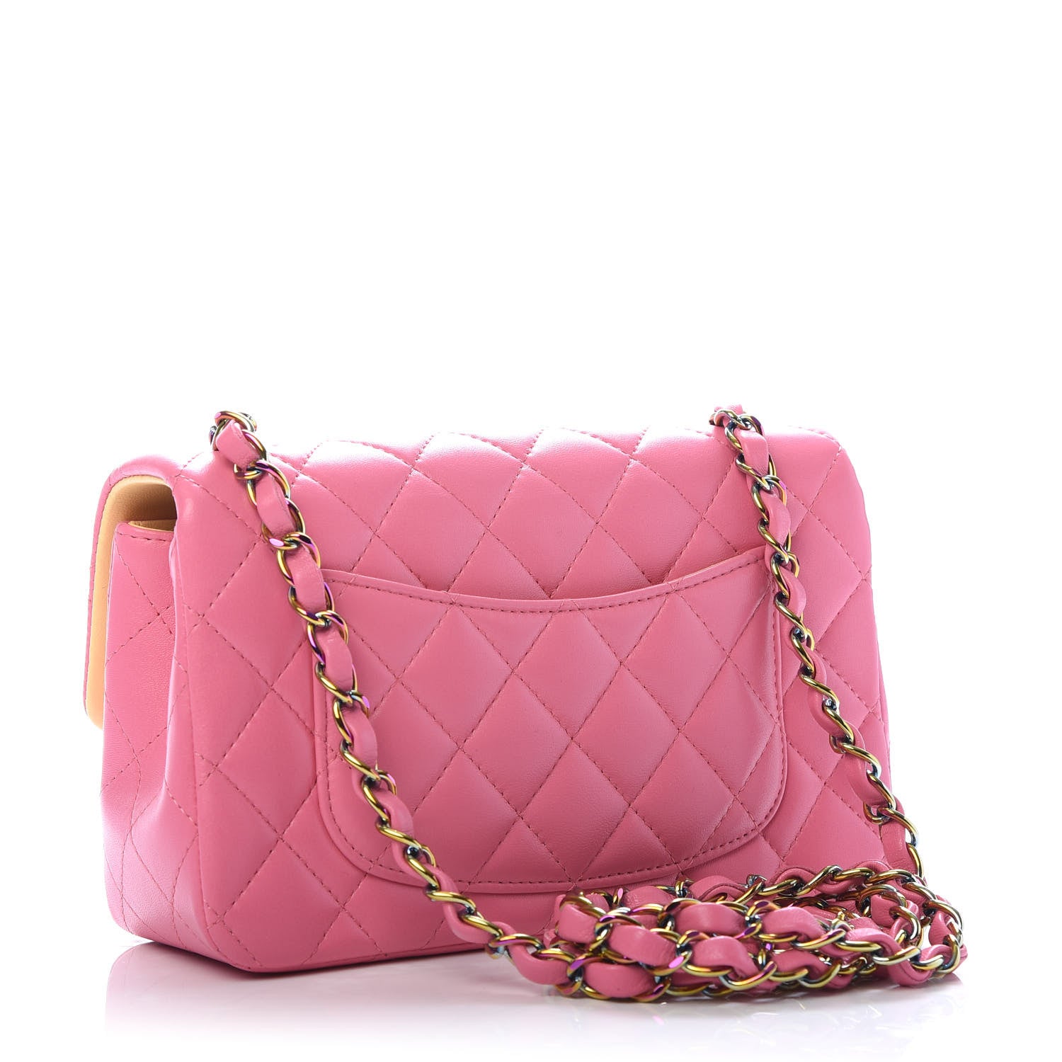 Chanel Lambskin Quilted Mini Rectangular Flap Pink Yellow 3 of 10
