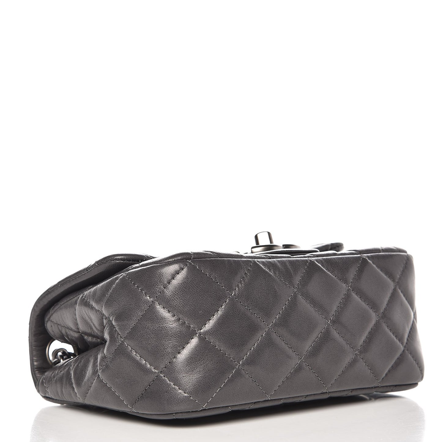 Lambskin Quilted Mini Square Flap Dark Grey