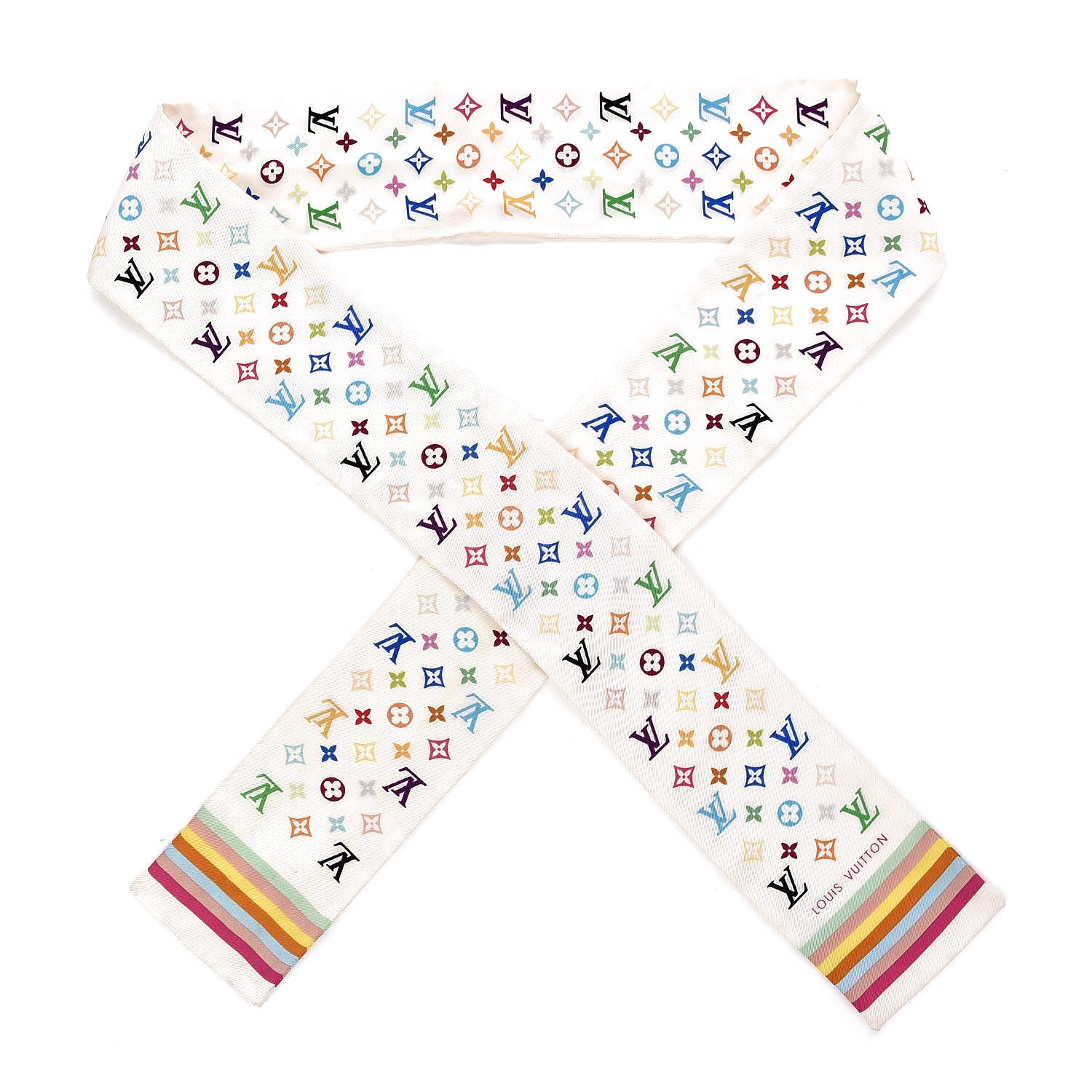 Louis Vuitton Silk Monogram Multicolor Bandeau White 1 of 5