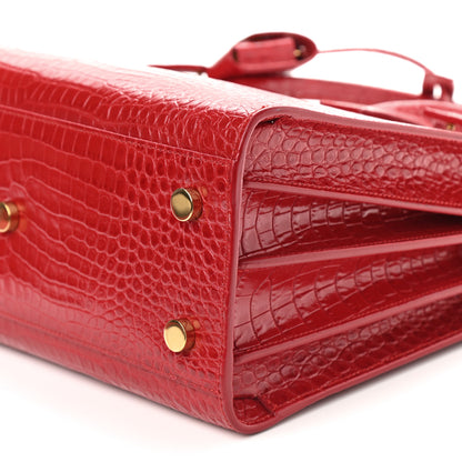 Saint Laurent Calfskin Crocodile Embossed Baby Sac De Jour Red 9 of 11