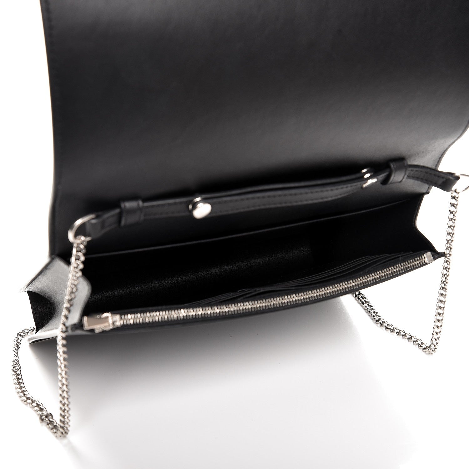 Celine Smooth Lambskin Frame Evening Chain Clutch Black White 5 of 7