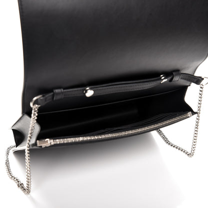 Celine Smooth Lambskin Frame Evening Chain Clutch Black White 5 of 7