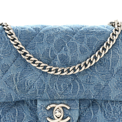 Chanel Denim Quilted Mini Camellia Sweetheart Flap Blue 8 of 12