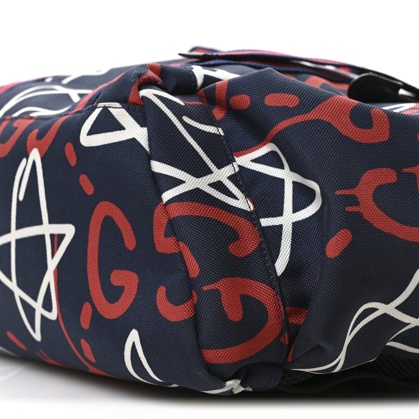 Techno Canvas GucciGhost Double Buckle Backpack Blue Agata Hibiscus Red