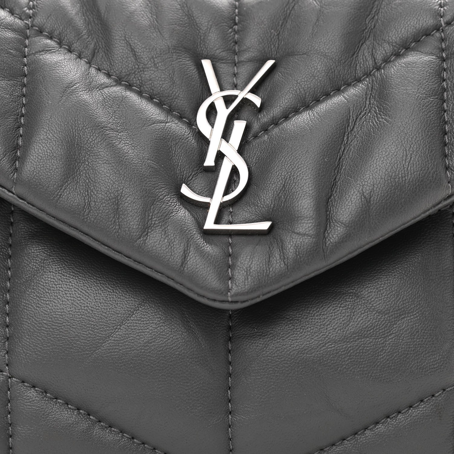 Saint Laurent Lambskin Quilted Toy Loulou Puffer Monogram Chain Satchel Storm 9 of 11