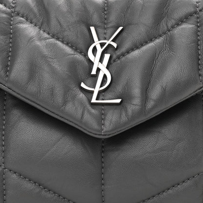 Saint Laurent Lambskin Quilted Toy Loulou Puffer Monogram Chain Satchel Storm 9 of 11
