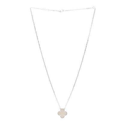 Van Cleef & Arpels 18K White Gold Mother of Pearl Vintage Alhambra Pendant Necklace 3 of 5