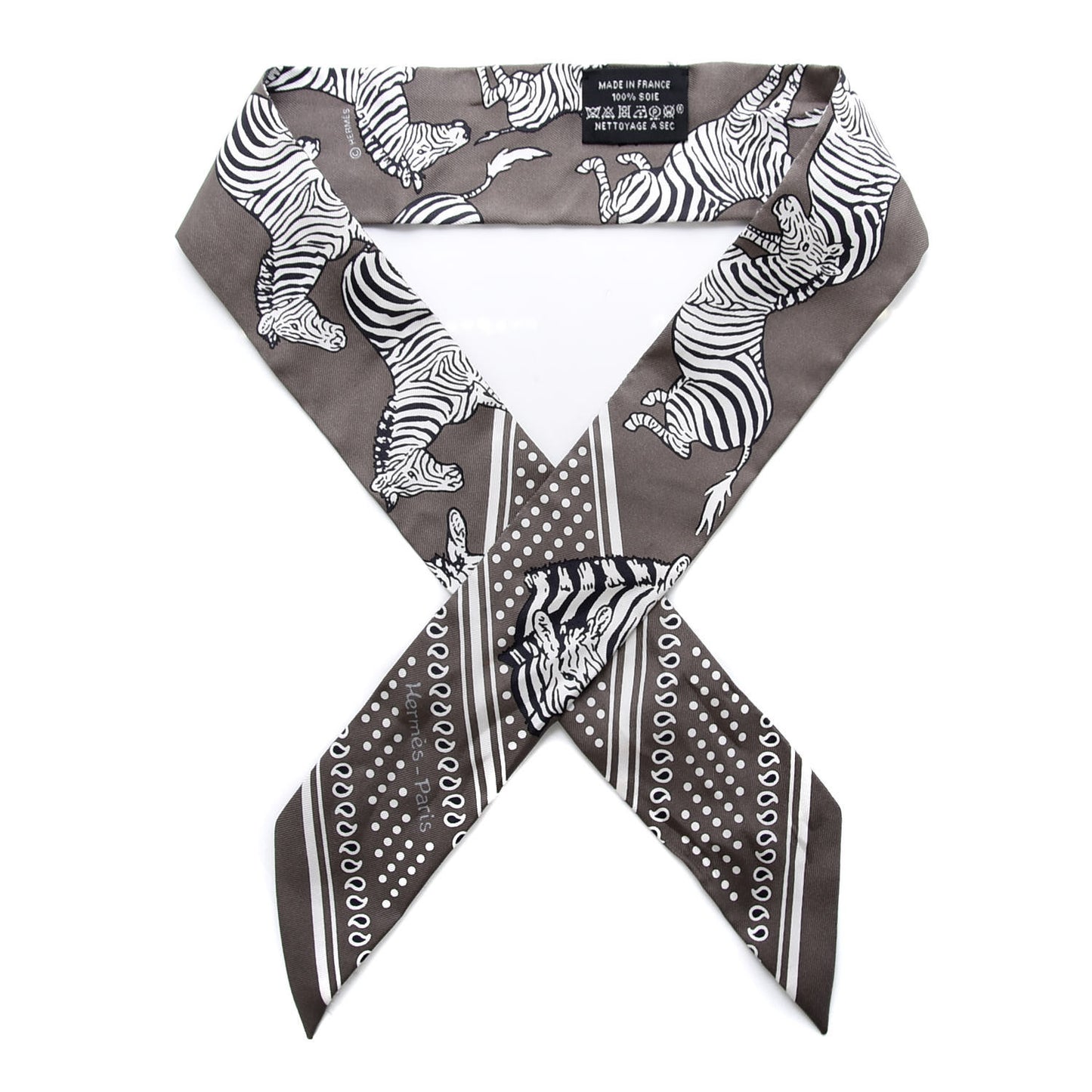 Silk Les Zebres Twilly Gris Taupe Black White