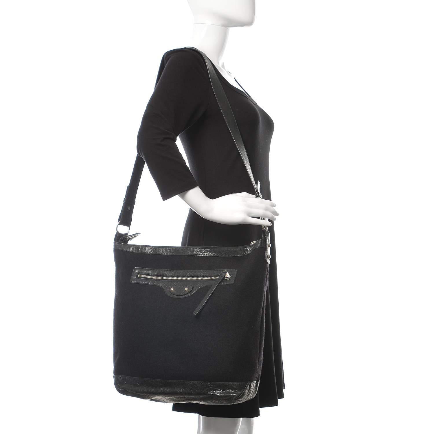 Balenciaga Agneau Wool Day Messenger Black 2 of 10