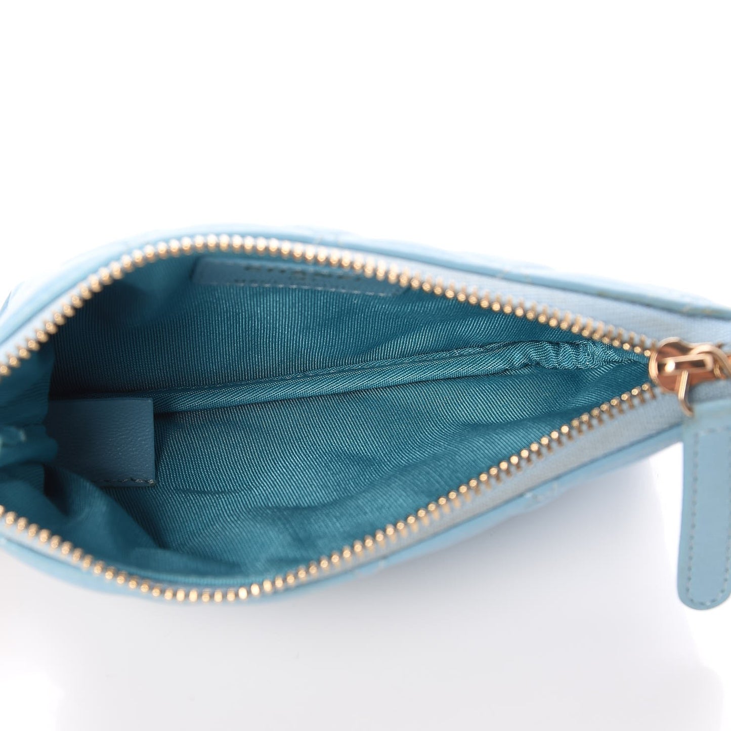 Lambskin Quilted Small Cosmetic Case Blue