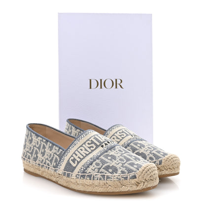 Christian Dior Oblique Chambray Raffia Effect Granville 15mm Espadrilles 38.5 Chambray Blue Ecru 9 of 9