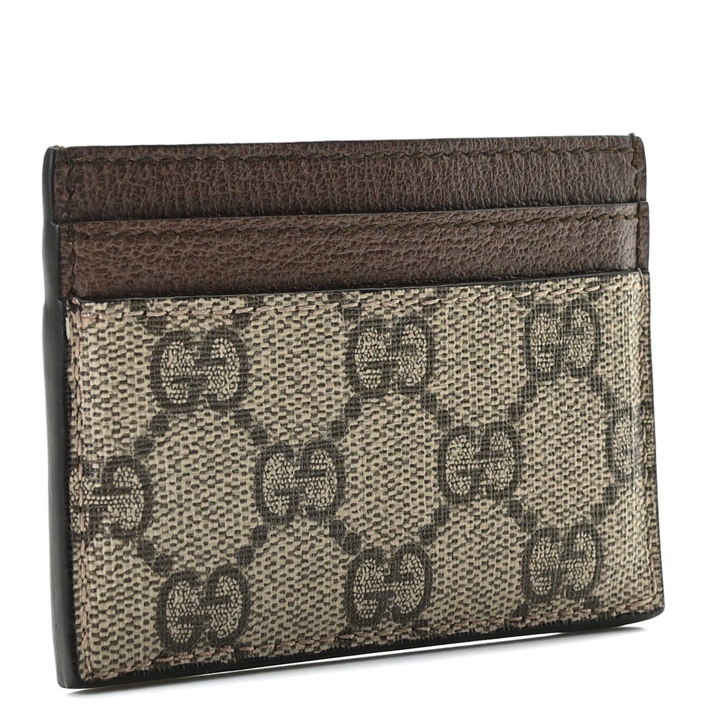 GG Supreme Monogram Ophidia Card Holder Brown