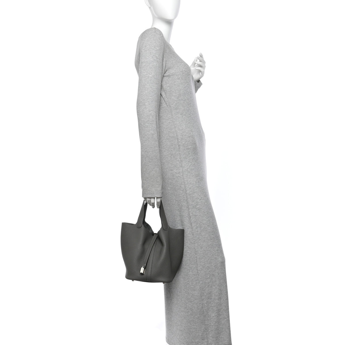 Hermes Taurillon Clemence Picotin Lock 22 MM Gris Meyer 2 of 11