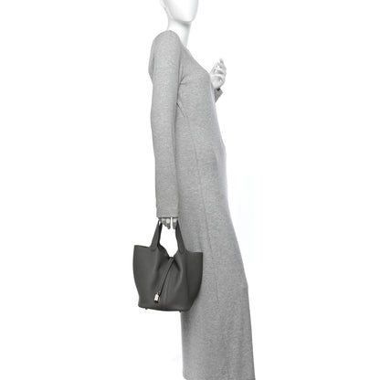 Hermes Taurillon Clemence Picotin Lock 22 MM Gris Meyer 2 of 11