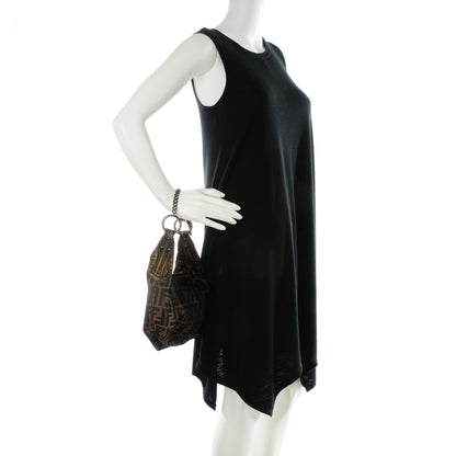 Fendi Zucca Vitello Elite Small Chef Chain Hobo Tobacco Moro Giallo 2 of 7