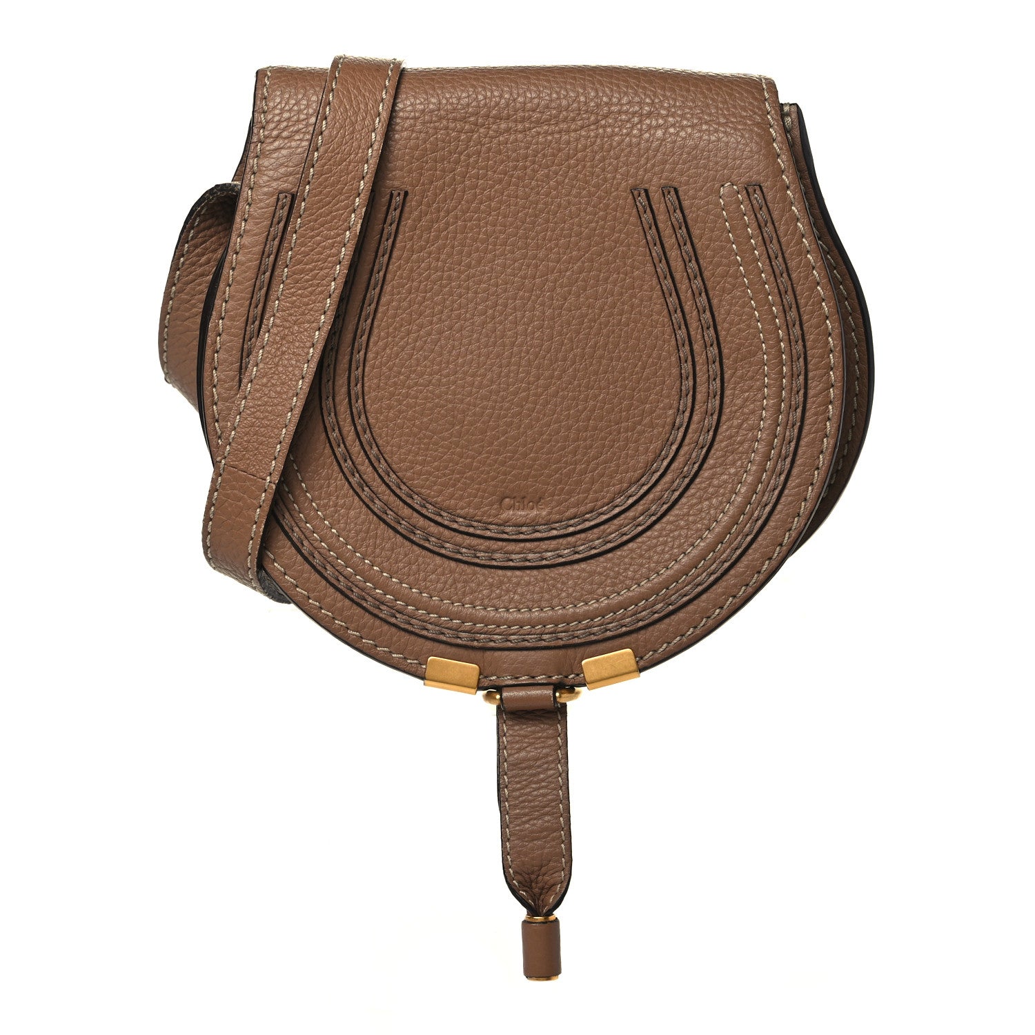 Chloe Calfskin Mini Marcie Round Crossbody Bag Nut 1 of 11