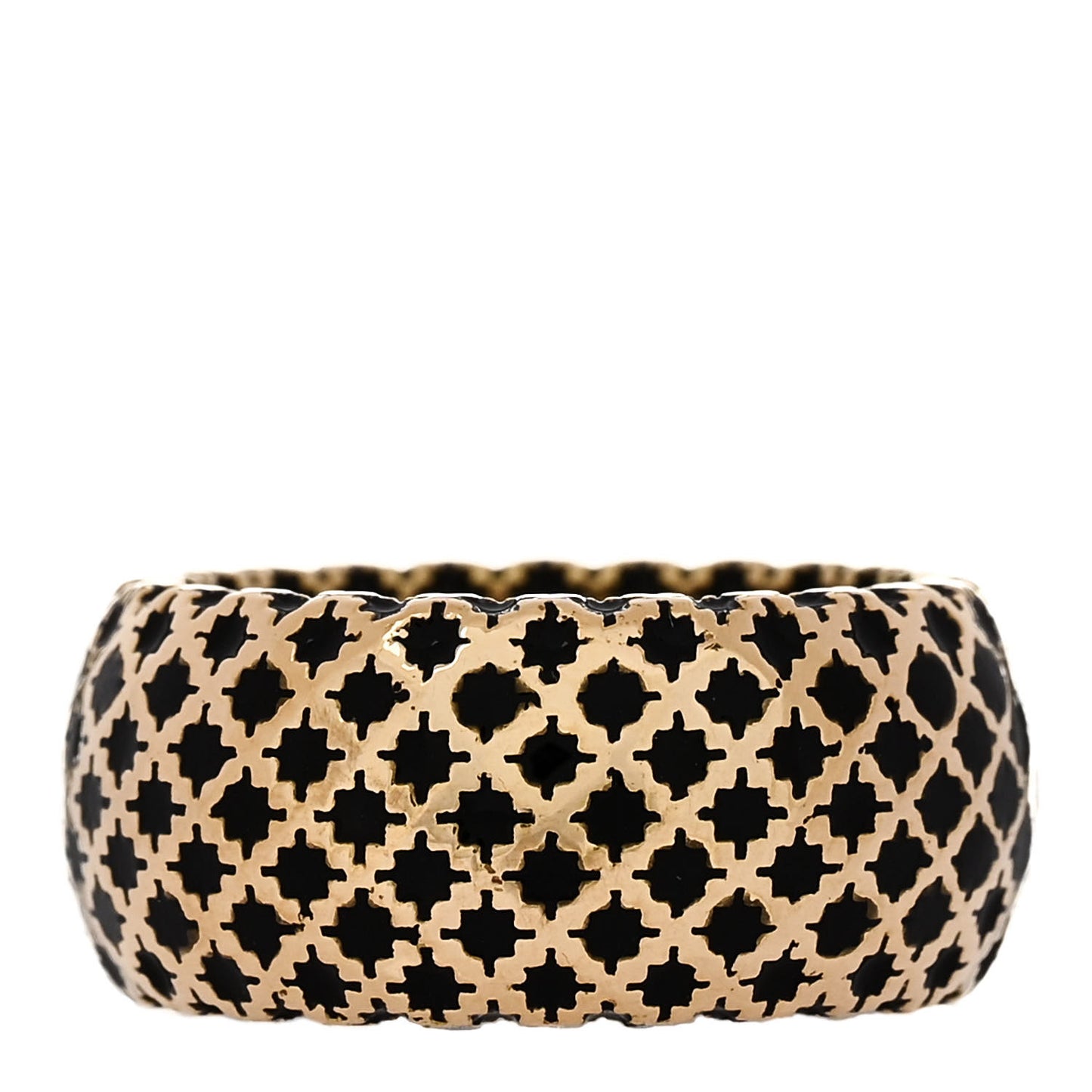 18K Yellow Gold Enamel Diamantissima Ring 53 6.25 Black