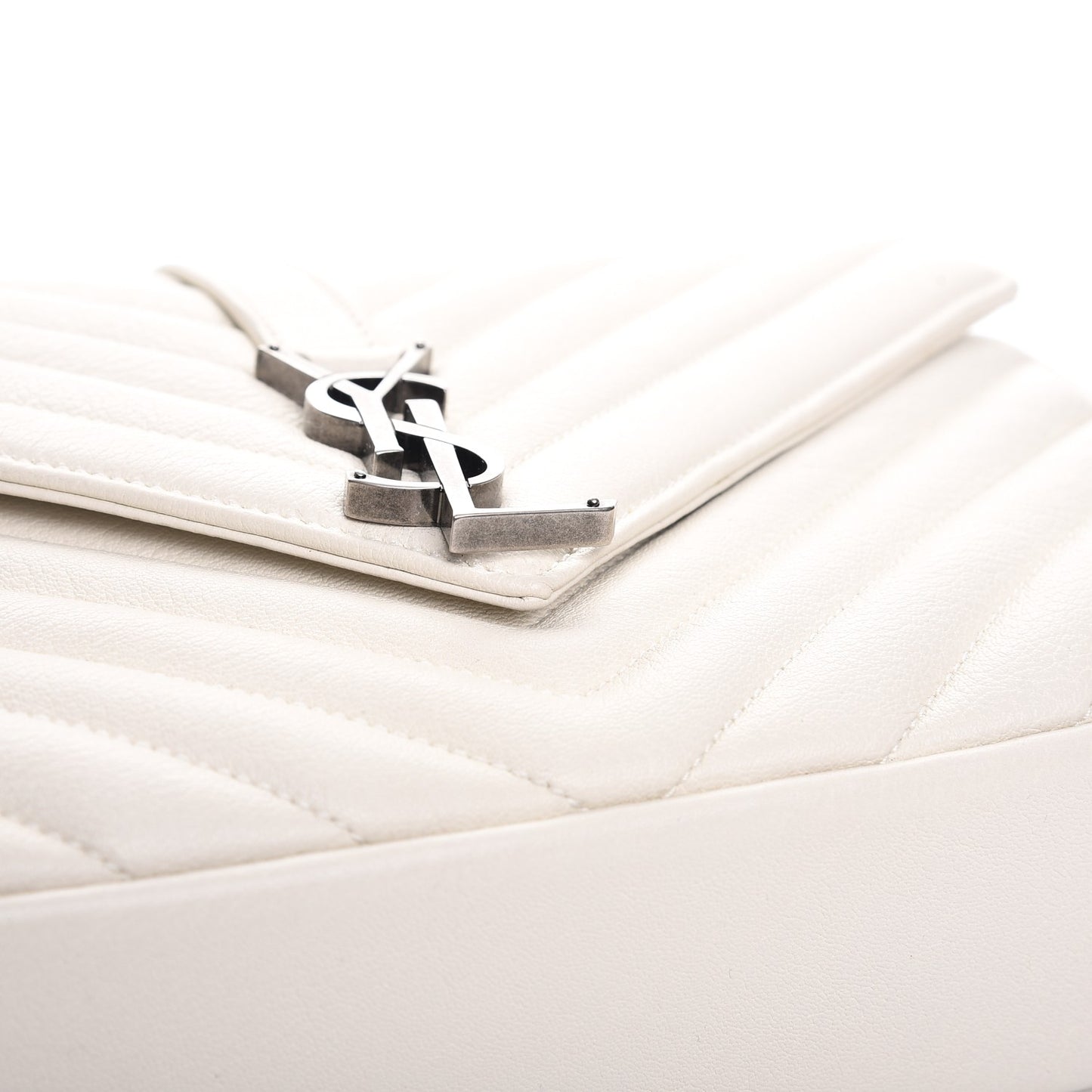 Sheepskin Matelasse Monogram Medium College Bag Dove White