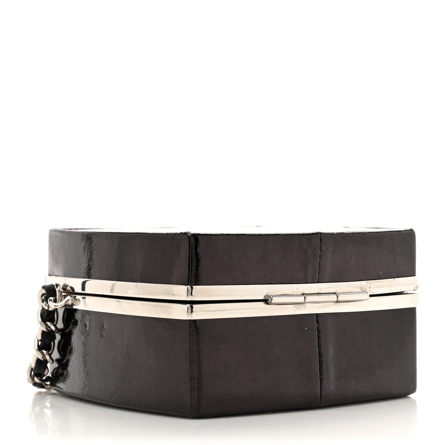 Chanel Patent Goatskin Make-Up Box Clutch With Chain  Black 4 of 16
