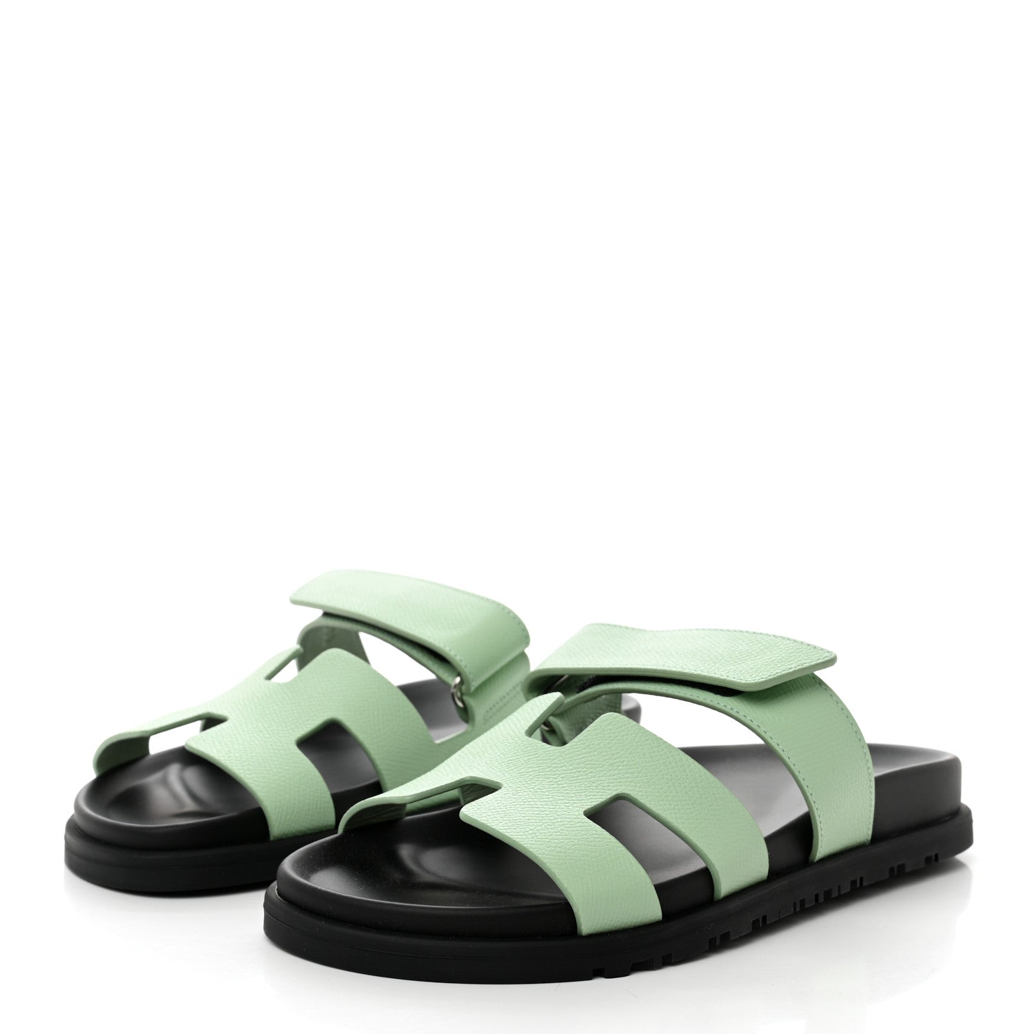 Hermes Epsom Womens Chypre Sandals 37.5 Vert Jade 3 of 9