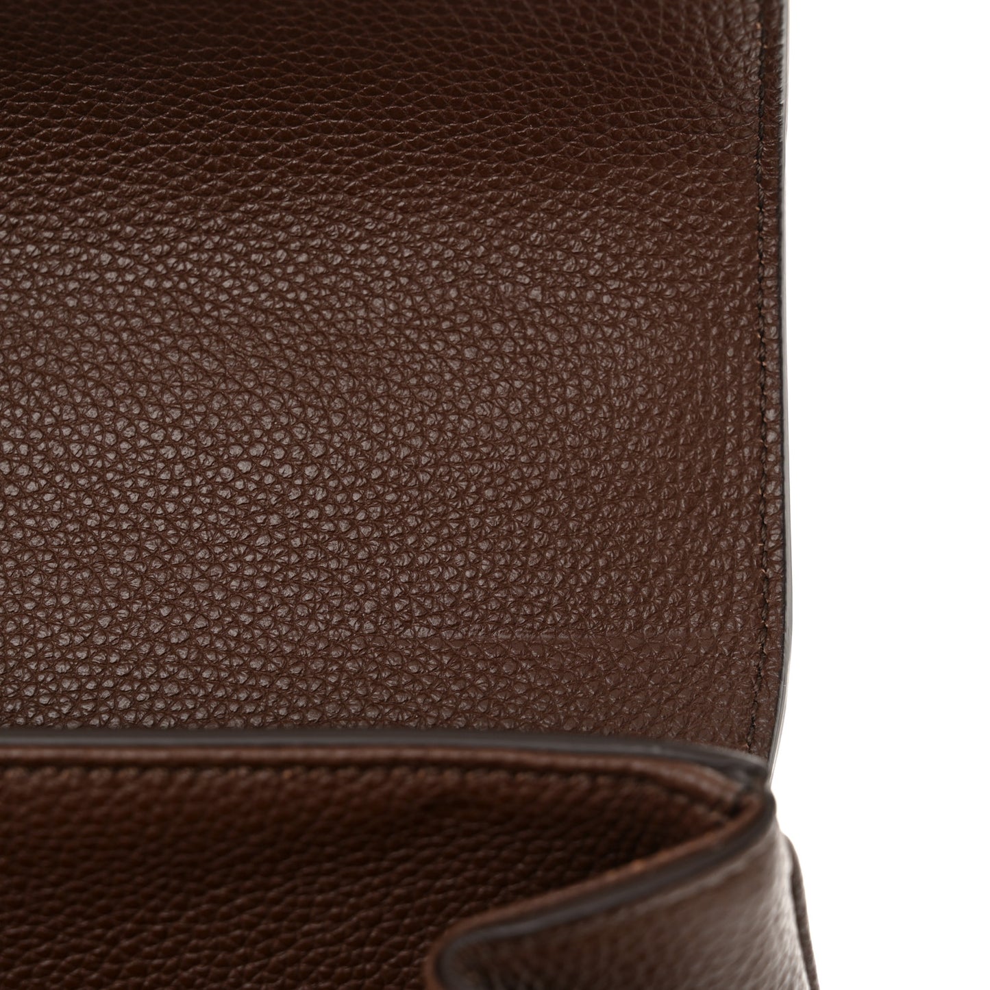 Grained Calfskin Medium 16 Top Handle Bag Brown
