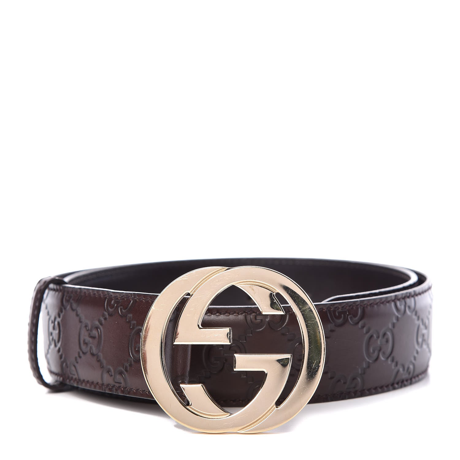 Gucci Guccissima Interlocking G 40mm Belt 85 34 Dark Brown 1 of 6