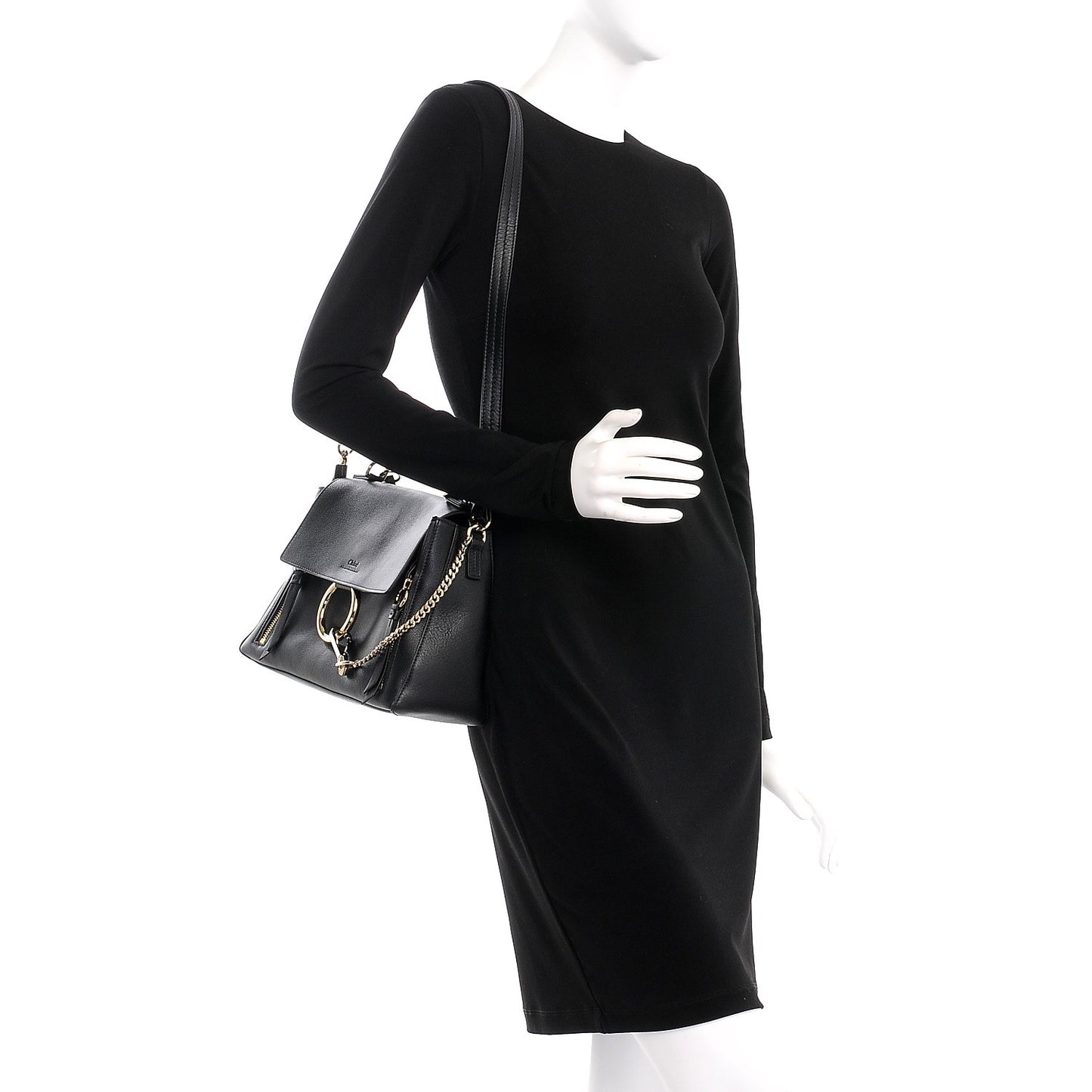 Calfskin Small Faye Day Shoulder Bag Black