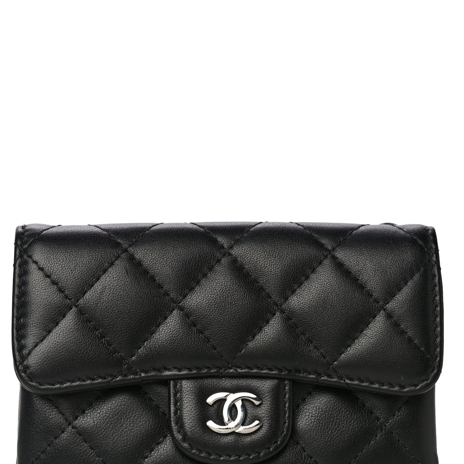 Chanel Lambskin Quilted Zip Card Holder Black 10 of 14
